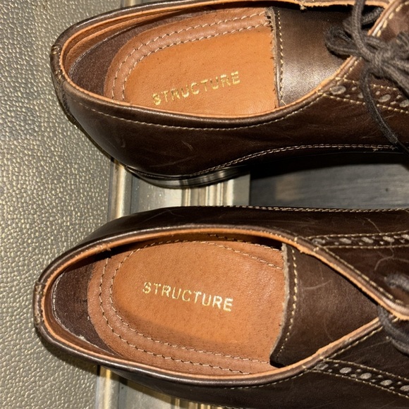 Structure Dorian Brown Leather Wingtip Oxford Dress Shoes 10.5 - Picture 2 of 11